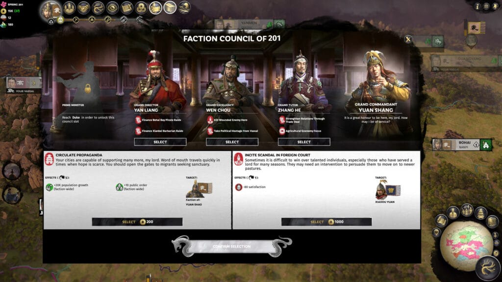 Total War Three Kingdoms Faction Council